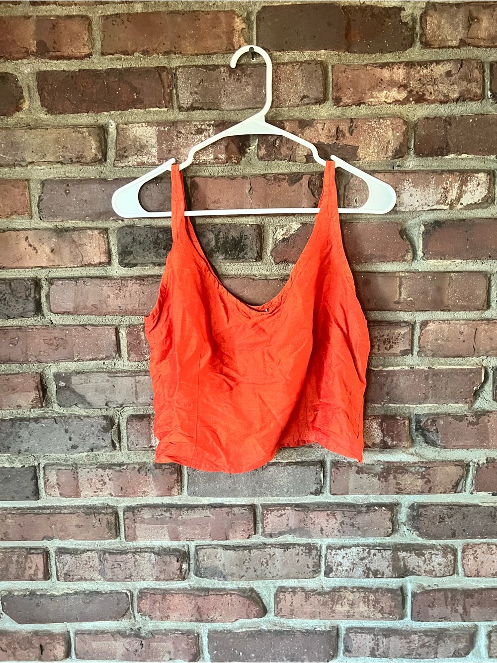 Vintage Dupioni Silk Vibrant Orange Silk Crop Top S-M